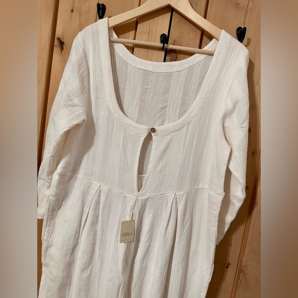 NEW NWT FREE PEOPLE Shiloh Cotton Linen Jumpsuit Ivory - Picture 8 of 9